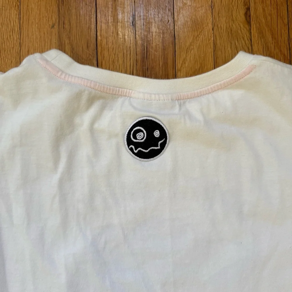 LOUD APPAREL Organic Cotton Girls White Puff Sleeve “Oopsie Daisy” Dress Size 14